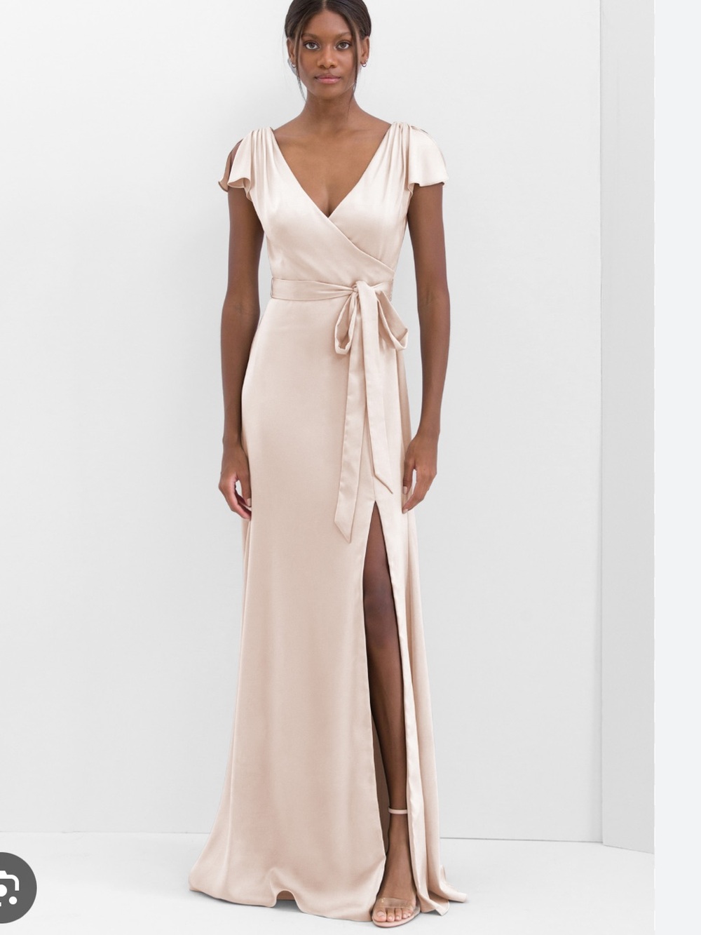 Watters: Livia Blush Wrap-Front Maxi Dress